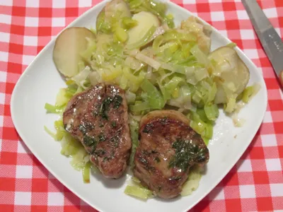 Grísalund með tarragon og kartöflum